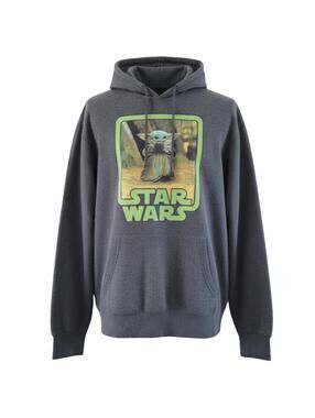 Star Wars Baby Yoda Hoodie Womens Small Grogu Sweatshirt Gray Mandalorian